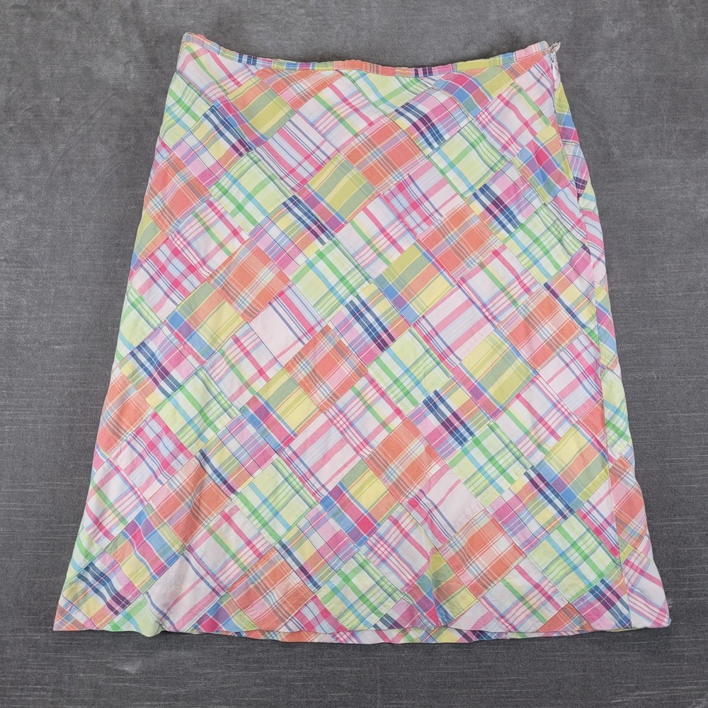 Brooks Brothers 346 Womens Patchwork Madras Plaid A-Line‎ Skirt Multi-Color Sz 8